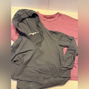 Victoria's Secret V-Neck Hooded Sweatshirt & Time & Tru Crewneck. Size Large.